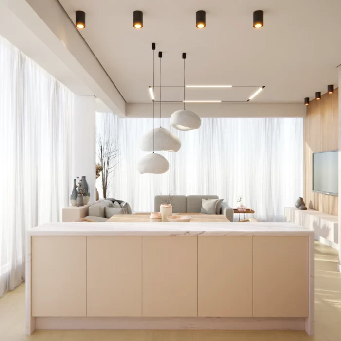 Projeto de ambientes integrados de um apartamento em São Paulo