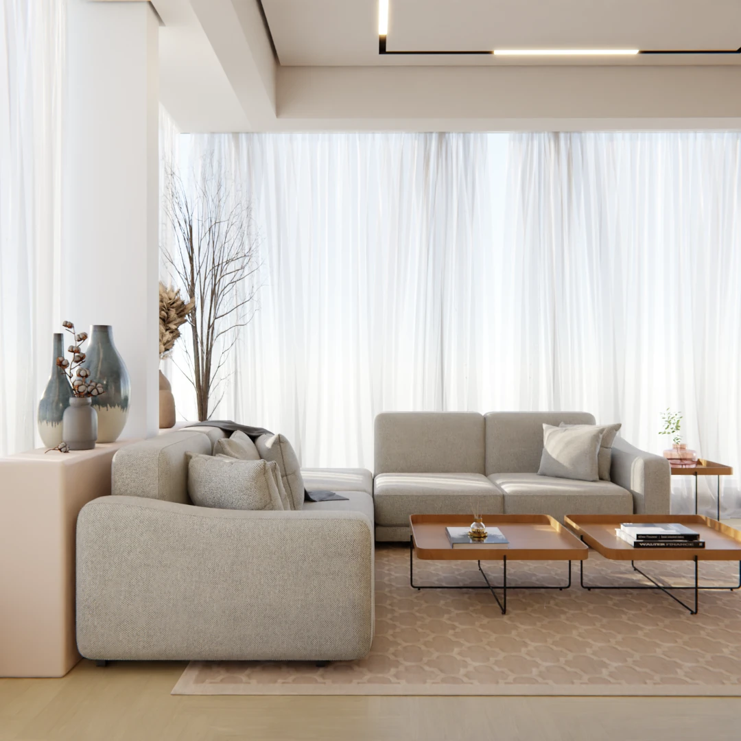 Projeto de ambientes integrados de um apartamento em São Paulo