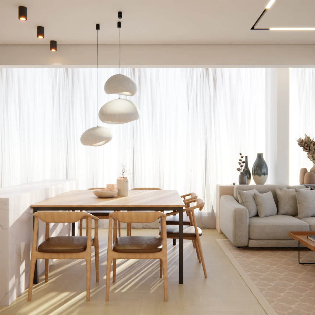 Projeto de ambientes integrados de um apartamento em São Paulo