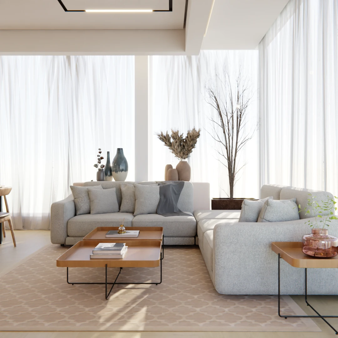 Projeto de ambientes integrados de um apartamento em São Paulo