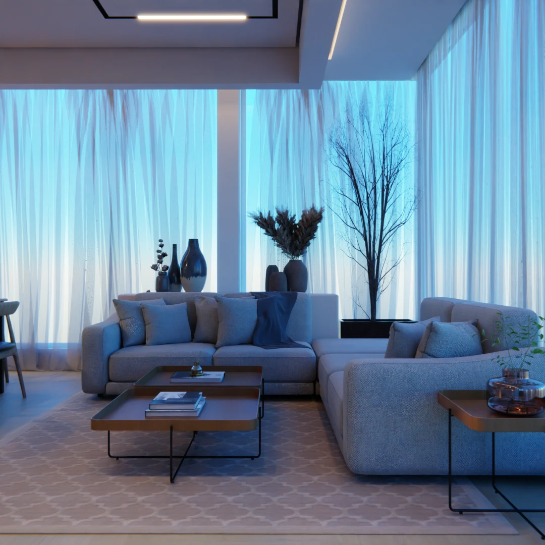 Projeto de ambientes integrados de um apartamento em São Paulo