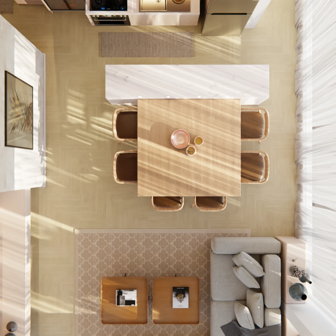 Projeto de ambientes integrados de um apartamento em São Paulo