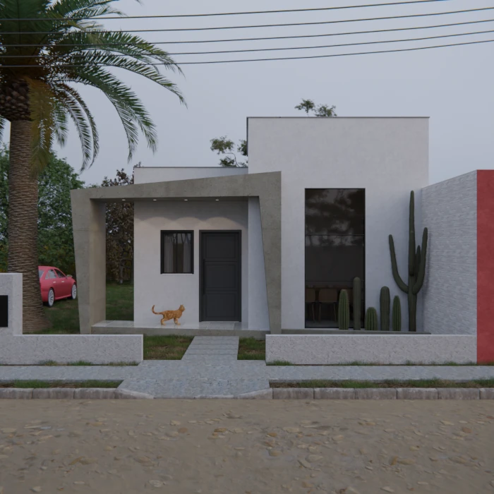 reforma de fachada moderna com contraste de volumes e luz natural