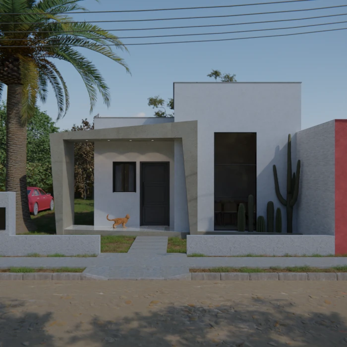 reforma de fachada moderna com contraste de volumes e luz natural