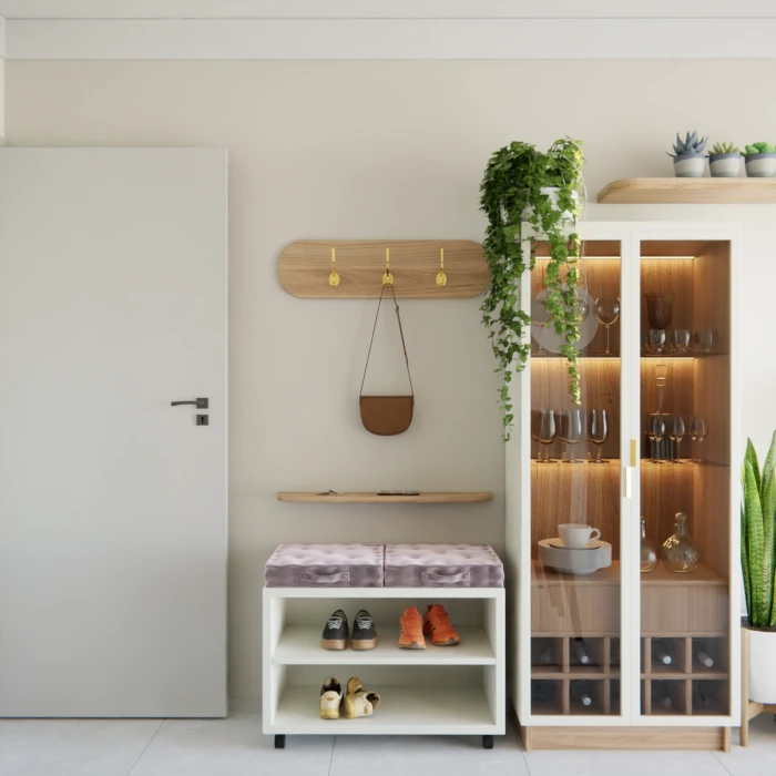 Sala para unir e acolher com design multifuncional e aconchego natural
