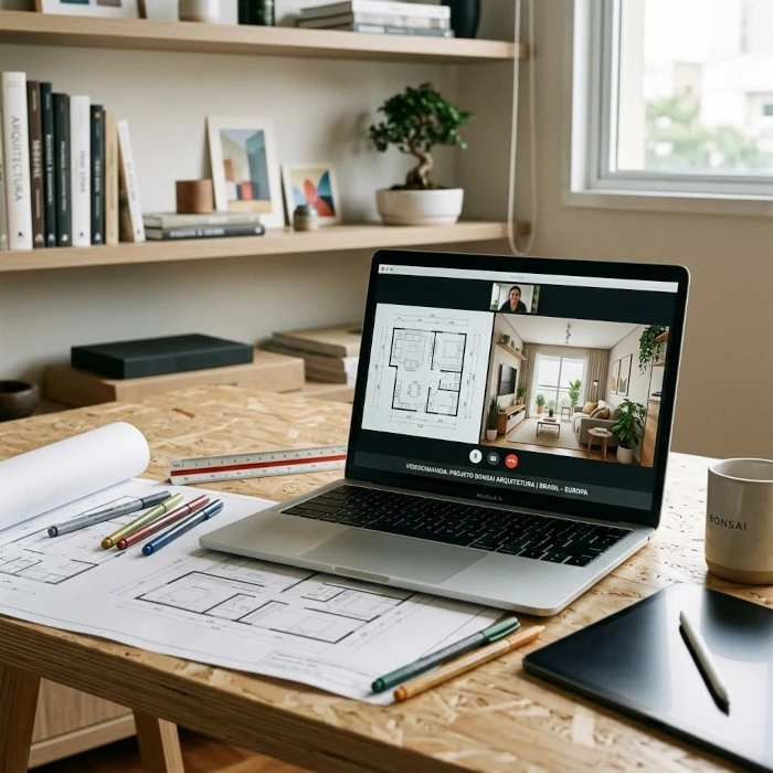 arquiteto online para brasileiros no exterior em reunião por videochamada