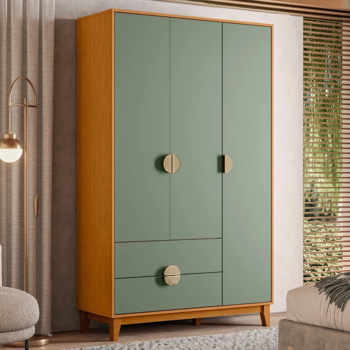 Quarto compacto decorado de forma funcional usando móveis planejados ou prontos para apartamentos pequenos.